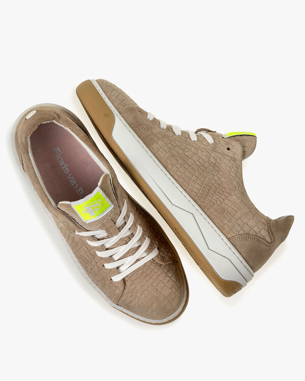 Sneaker geprint su&egrave;de beige