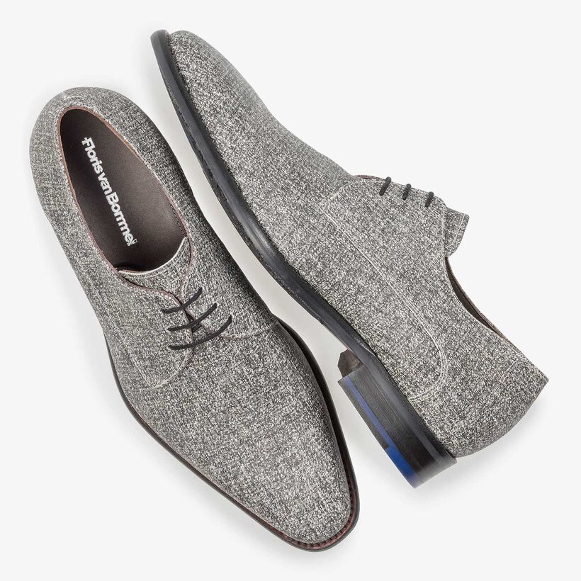 Grey leather lace shoe with white print