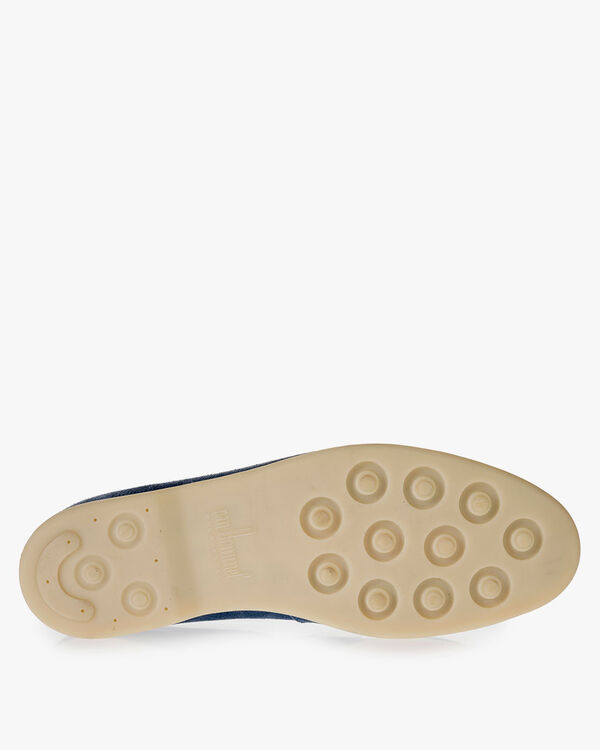 Blue suede leather loafer