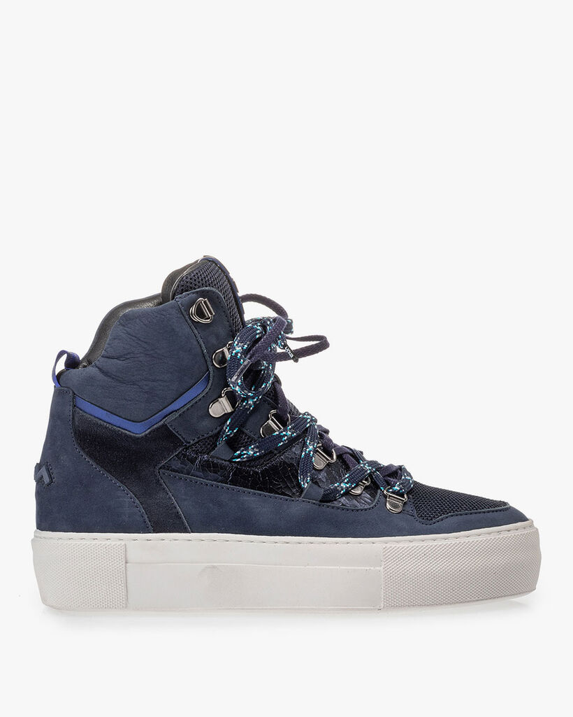 Mid-high sneaker nubuck leather blue
