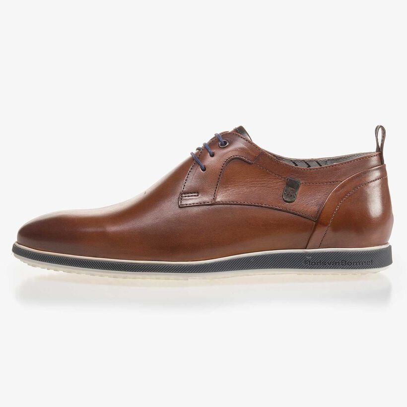Leren veterschoen cognac