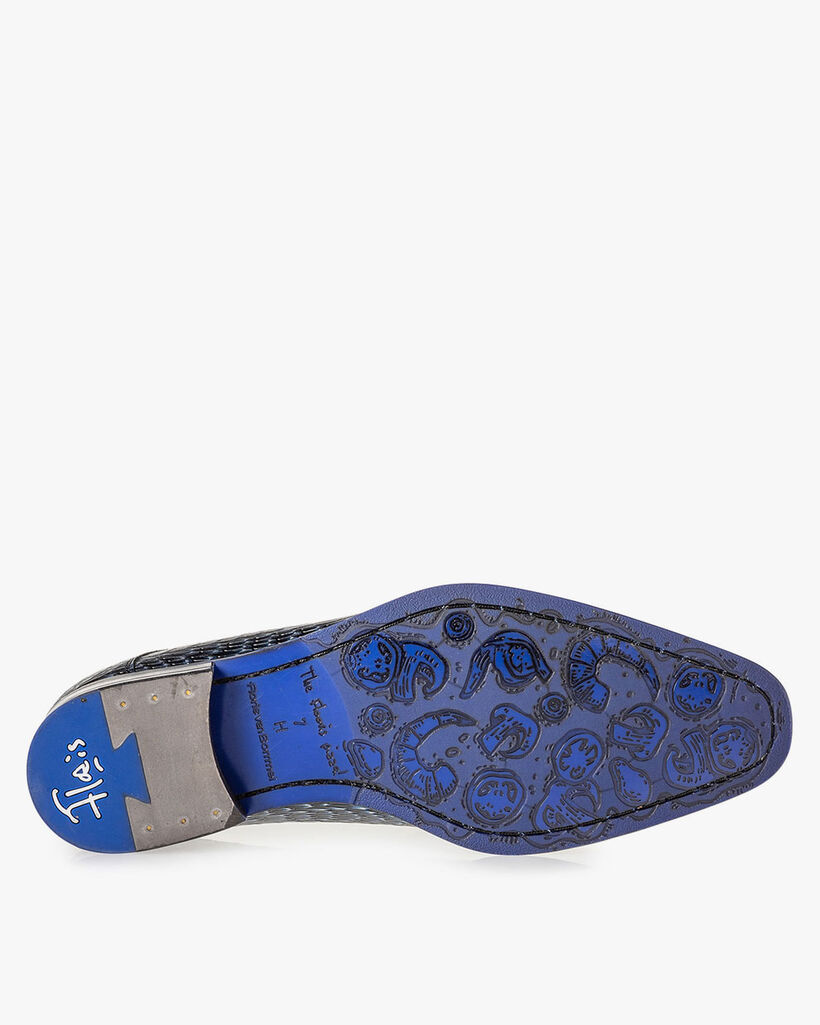 Veterschoen metallic blauw