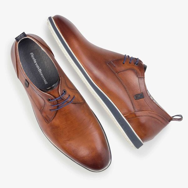 Leren veterschoen cognac
