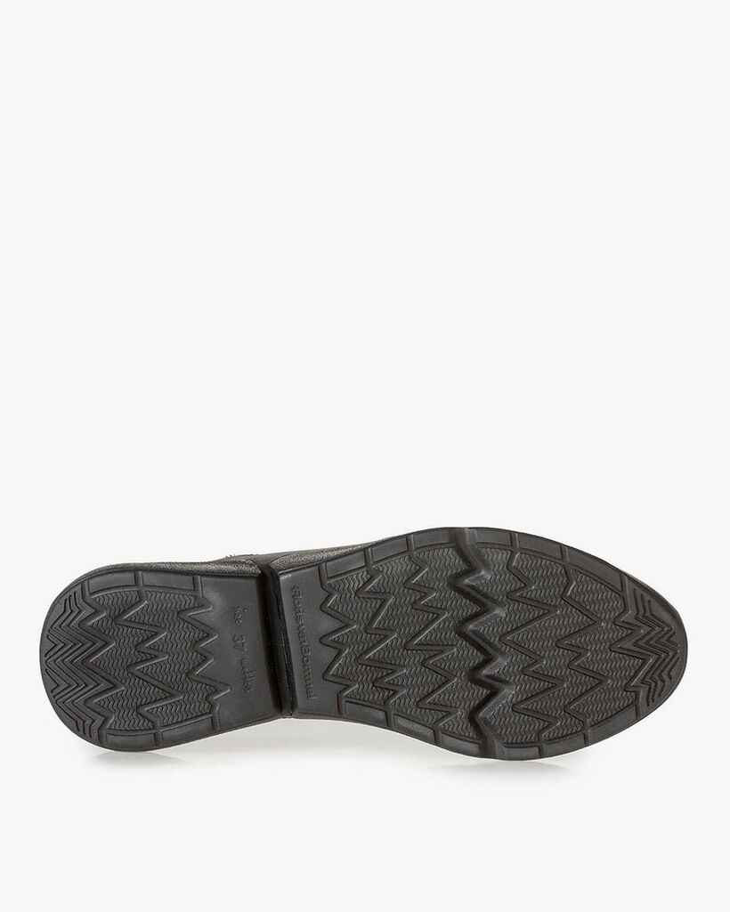 Donkergrijze leren sneaker met metallicprint
