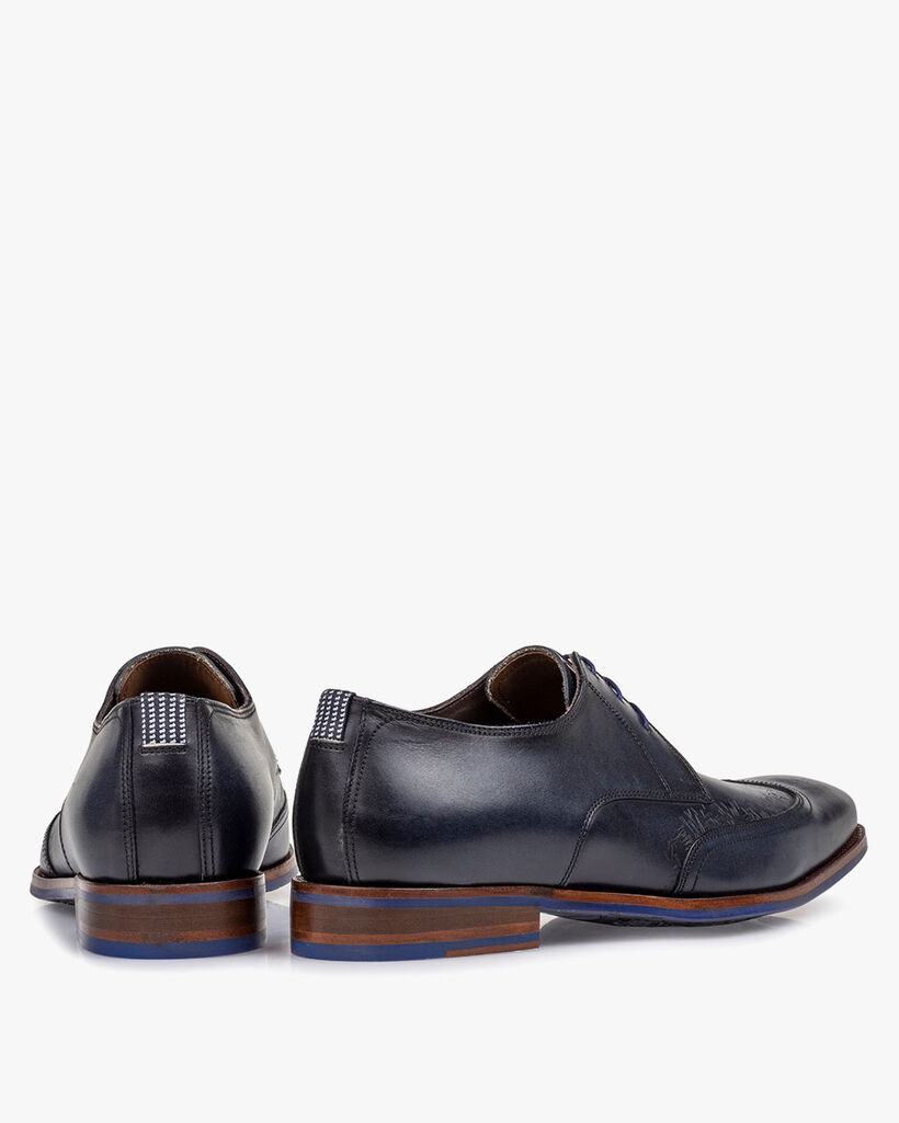 Veterschoen blauw kalfsleer