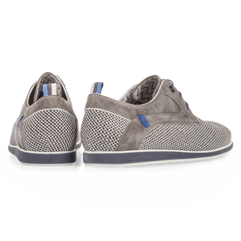 Grey suede leather lace shoe with print
