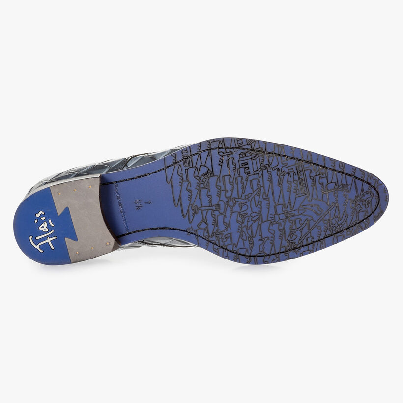 Premium grijze veterschoen met print
