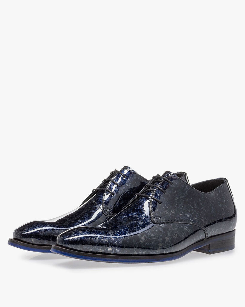 Veterschoen blauw lakleer