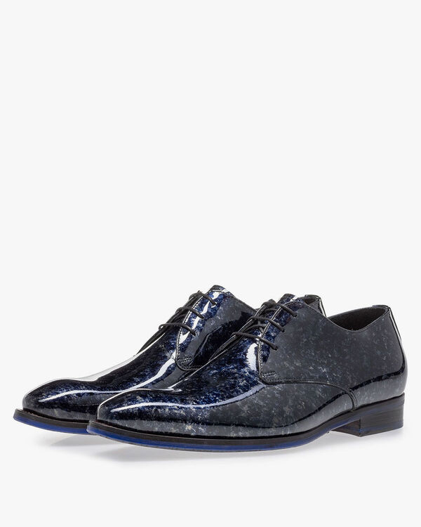 Veterschoen blauw lakleer