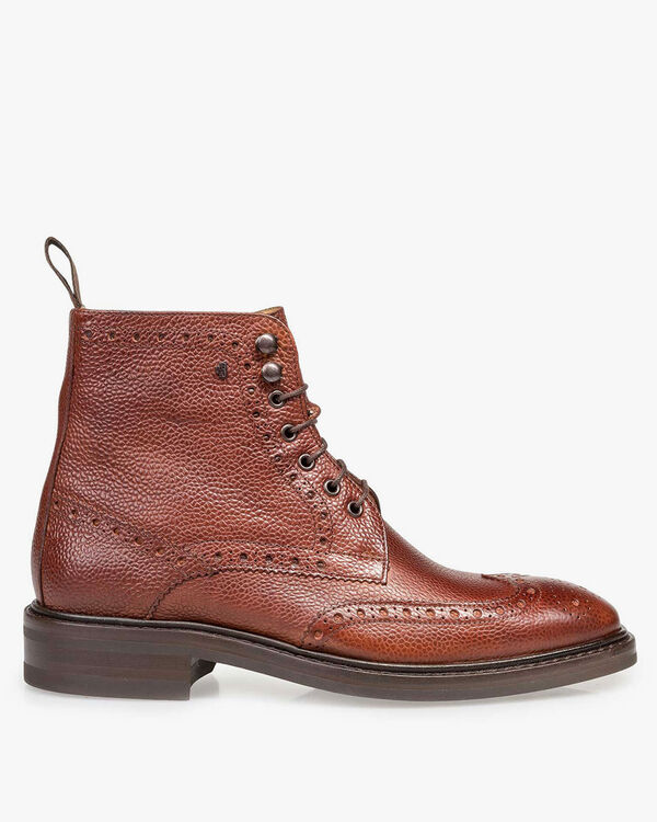 Boot geprint leer cognac