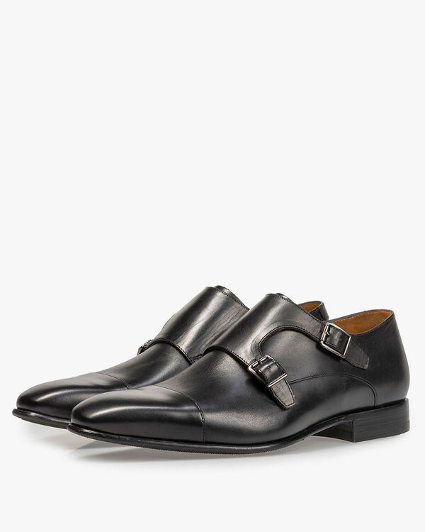 Black calf leather monk strap