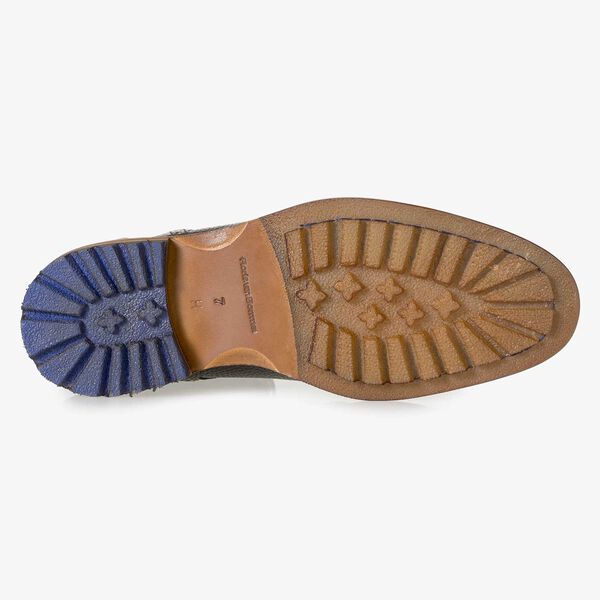 Zwarte leren veterboot met print