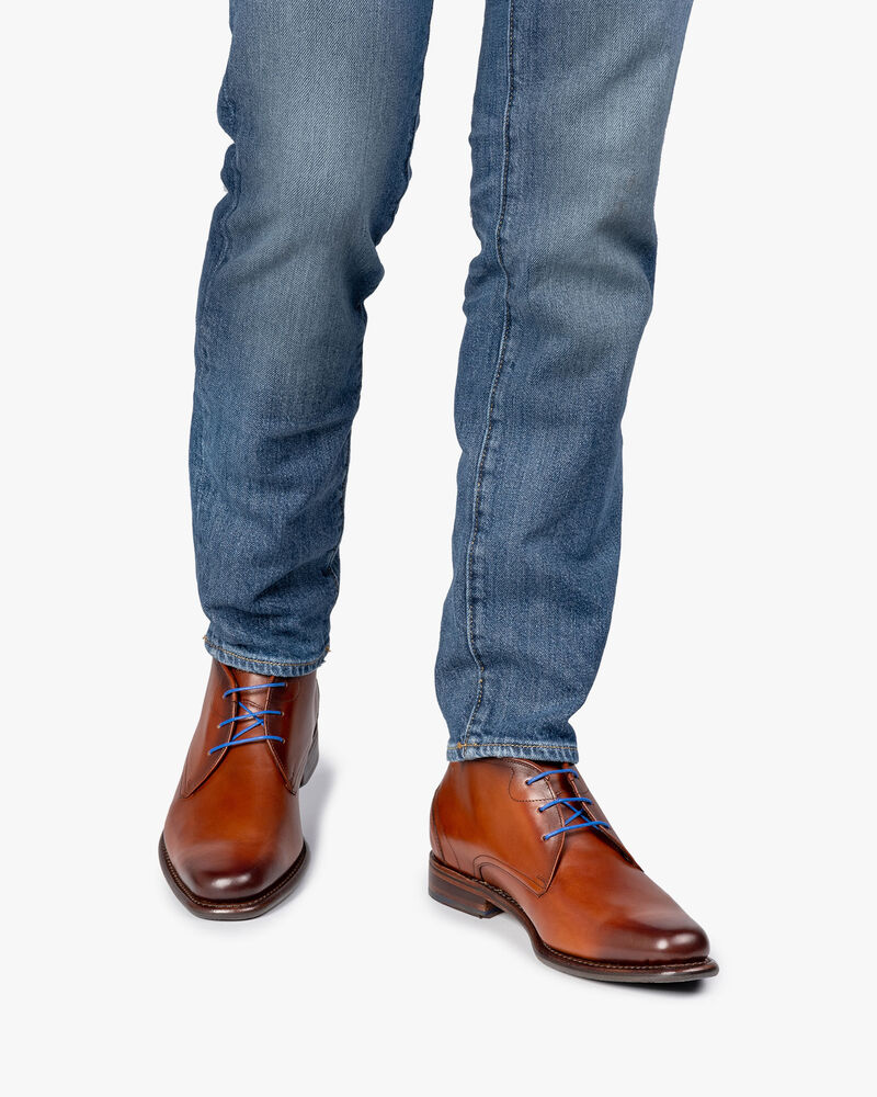 Kalfsleren veterboot donker cognac