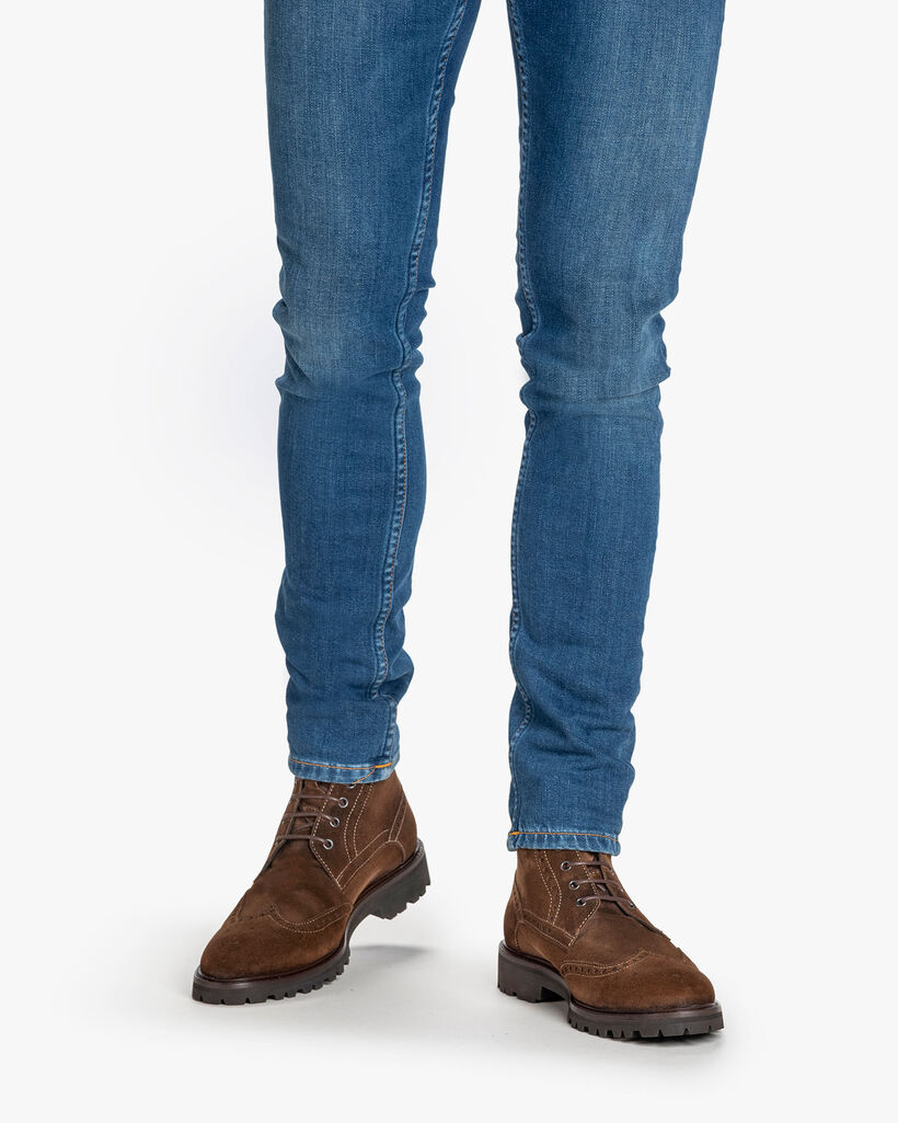 Lace boot suede cognac