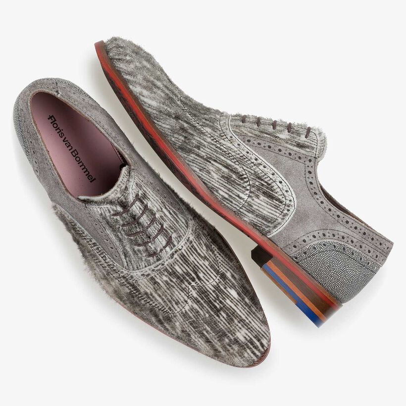 Off-white premium pony hair lace shoe with print