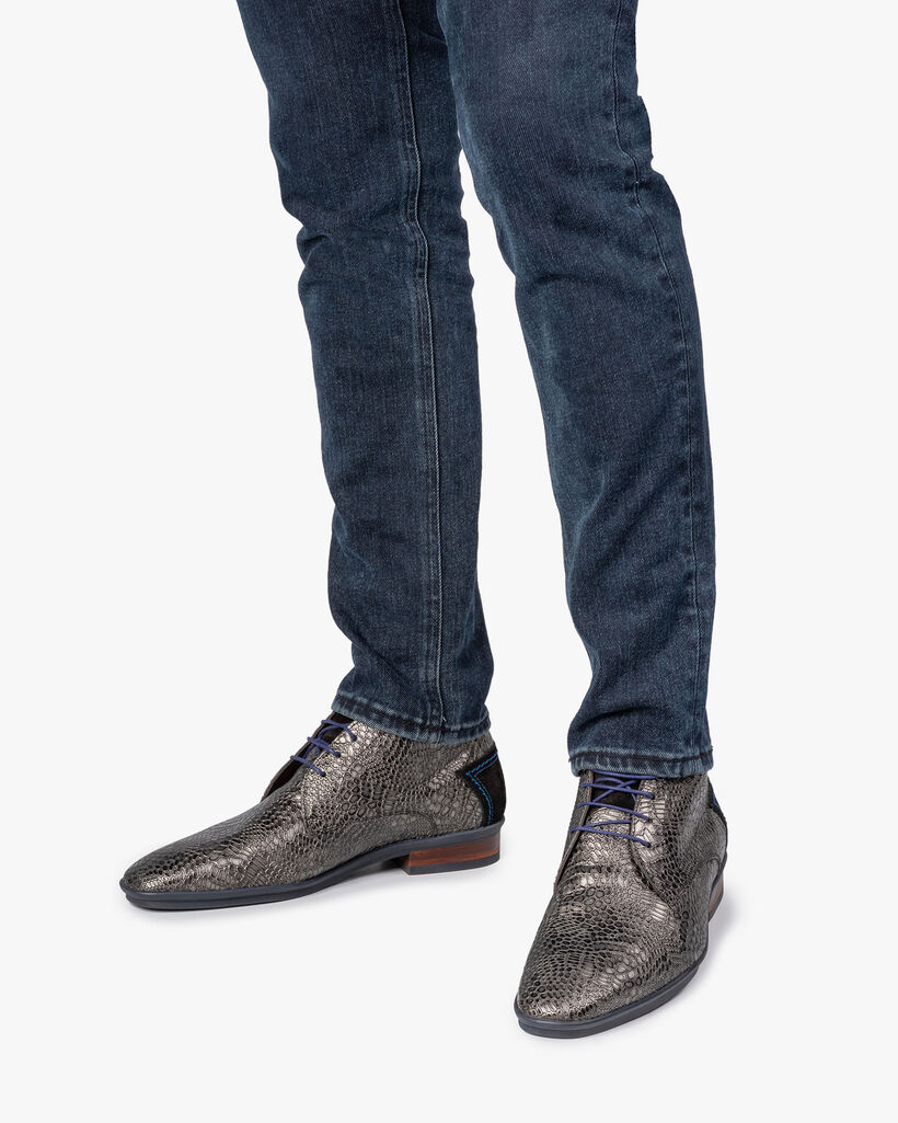 Veterboot met print grijs