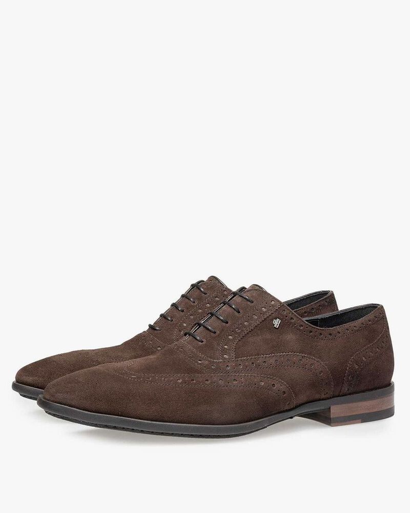Brown calf suede leather brogue