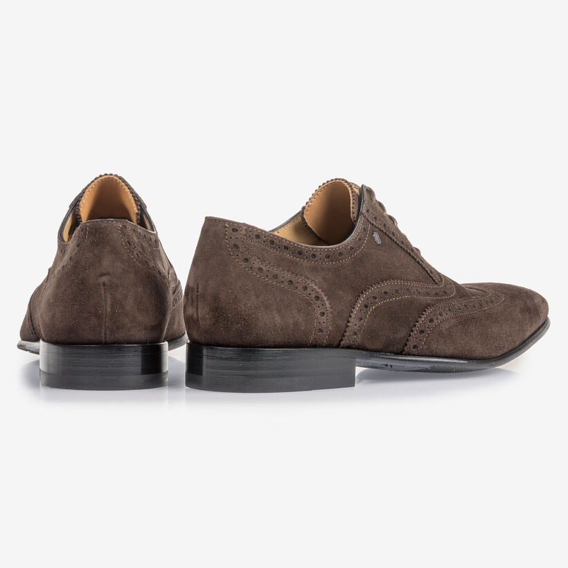 Dark brown suede leather brogue