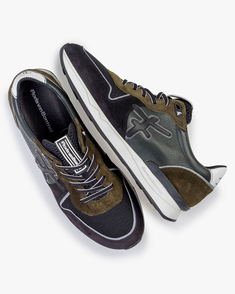 Sneaker su&egrave;de donkergroen/zwart