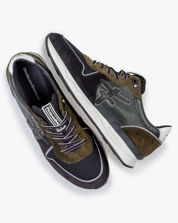 Sneaker su&egrave;de donkergroen/zwart