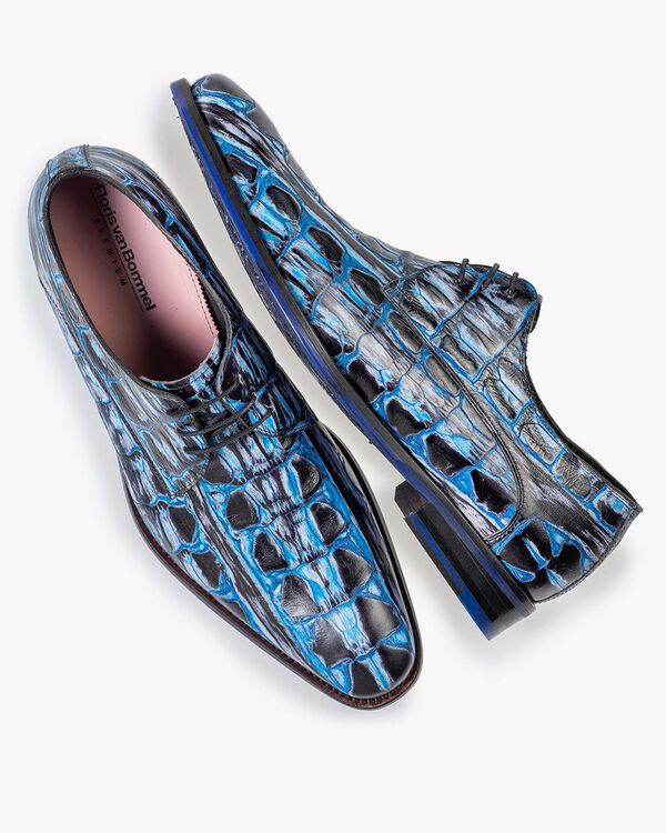 Lace shoe blue croco print