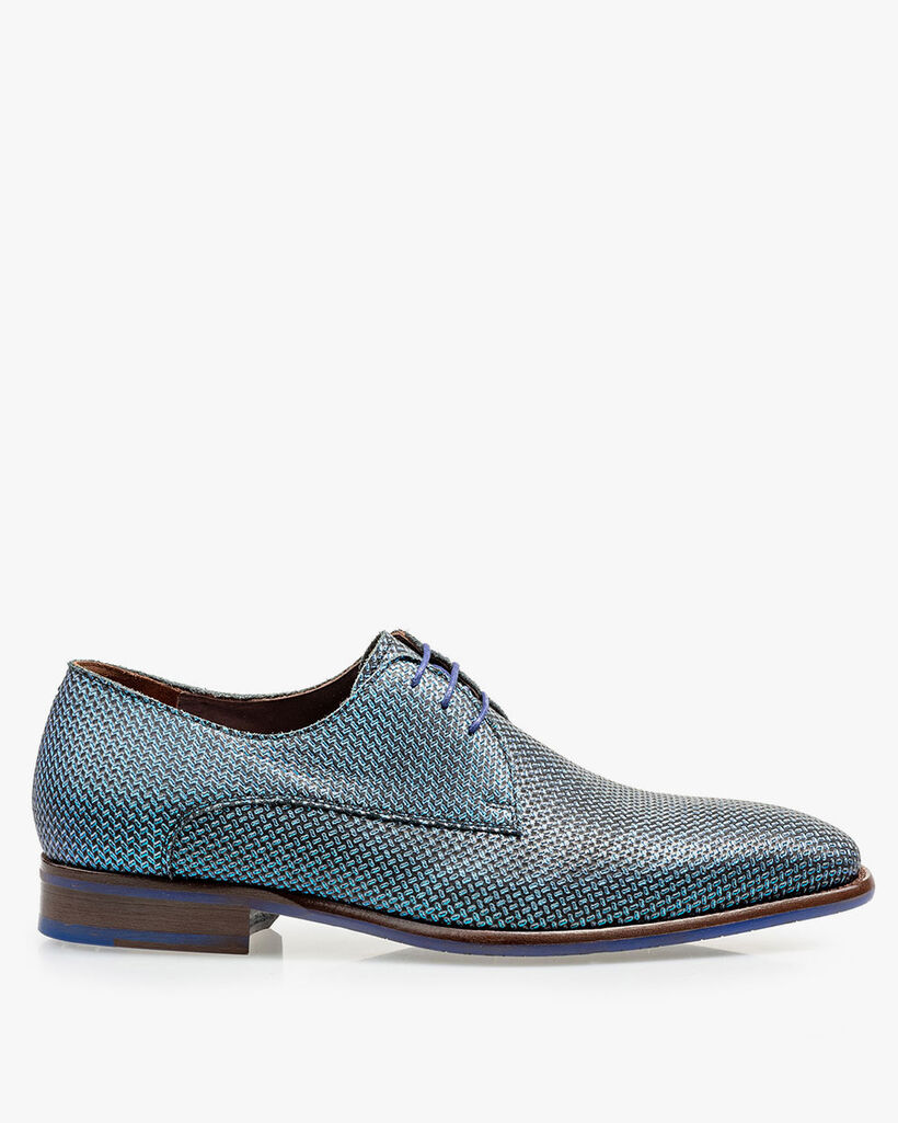 Veterschoen blauw metallic