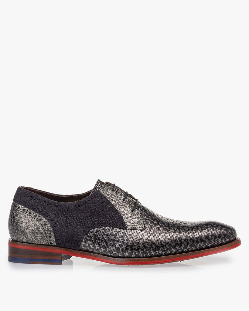 Veterschoen grijs metallic