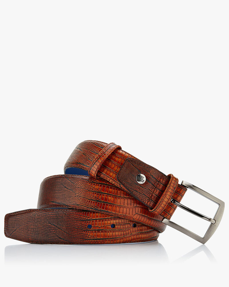 Riem geprint leer cognac