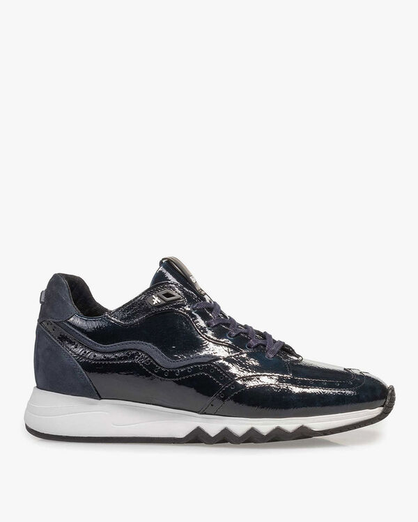Blauwe lakleren sneaker