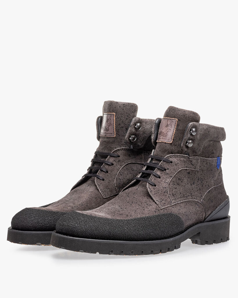 Veterboot grijs su&egrave;de