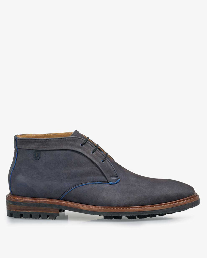 Veterboot nubuckleer donkerblauw