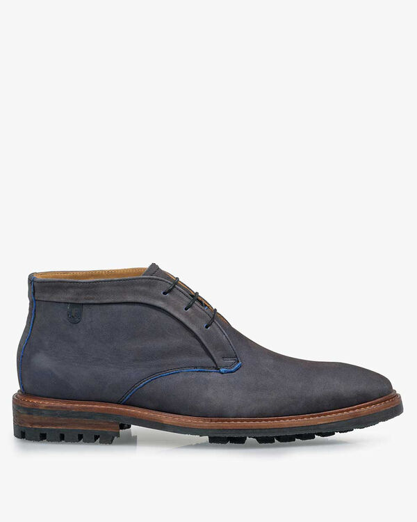 Veterboot nubuckleer donkerblauw