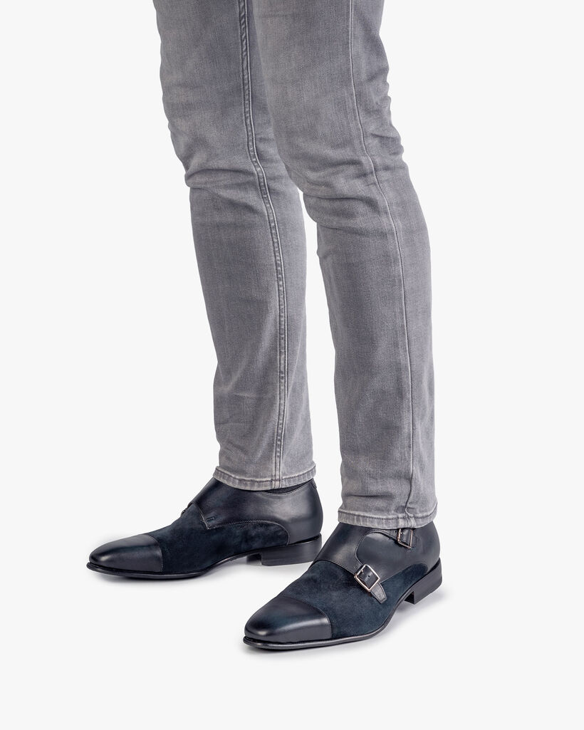 Double monk strap dark blue