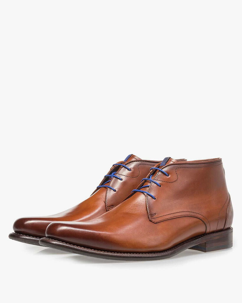 Kalfsleren veterboot donker cognac