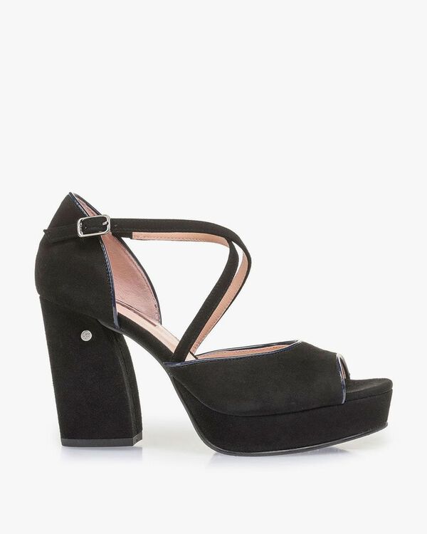 Zwarte su&egrave;de sandalette