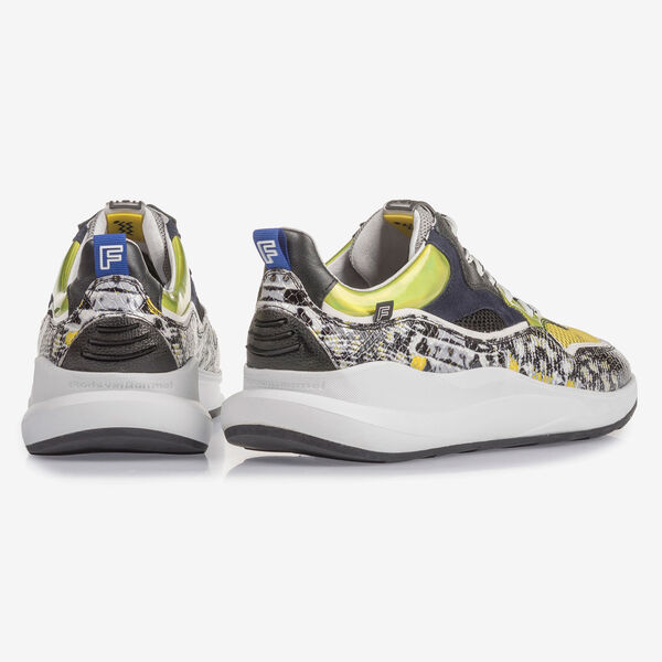 Multi-color sneaker met grijs/gele print