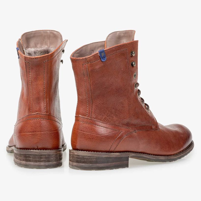 Wol gevoerde cognac leren veterboot