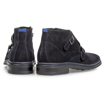 Dark blue calf leather monk strap