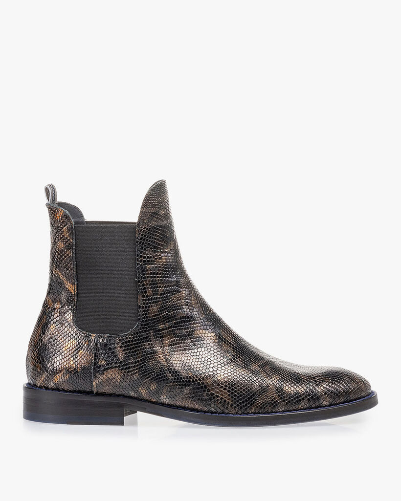 Chelsea boot crocoprint koper