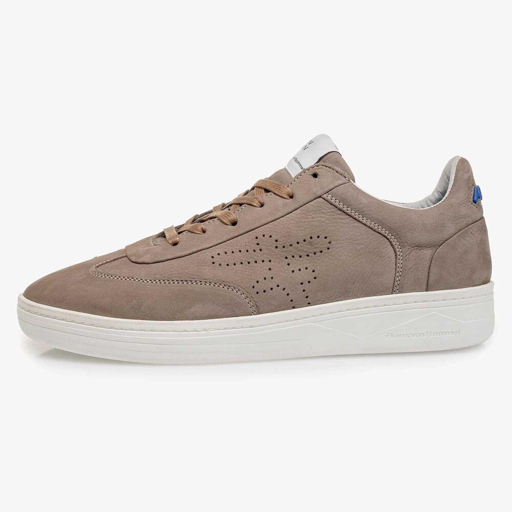 Nubuckleren sneaker taupe