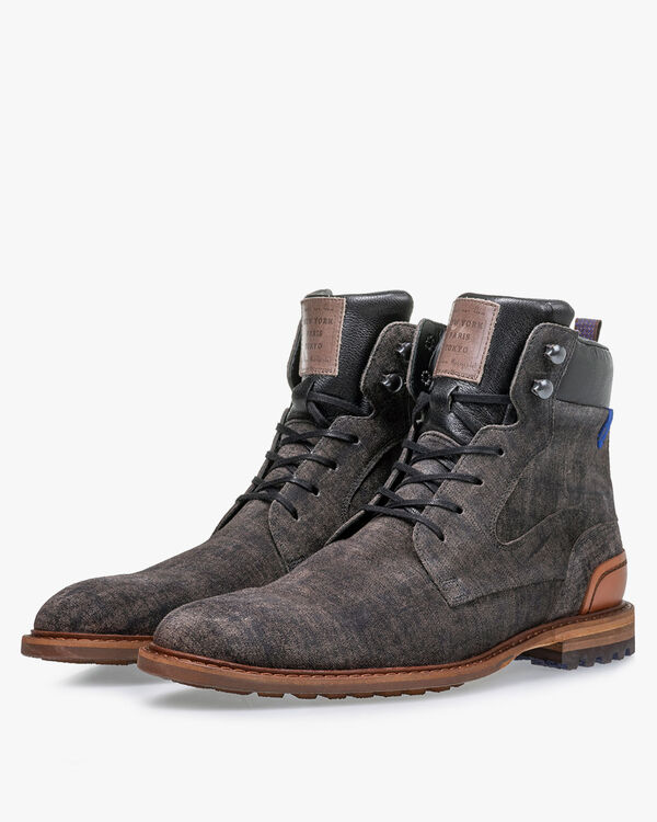 Veterboot su&egrave;de donkergrijs