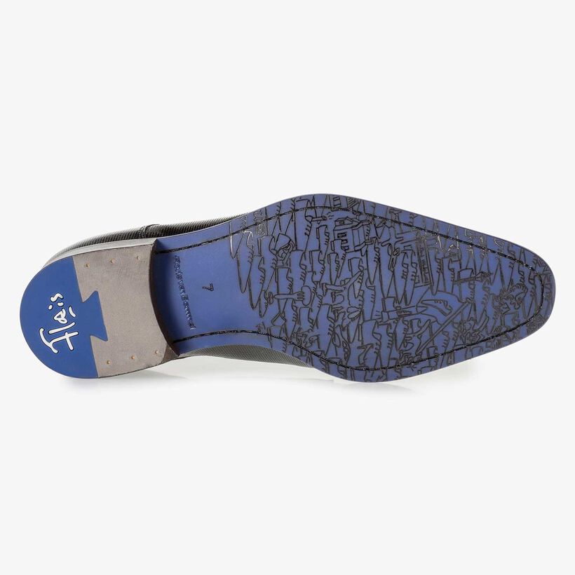 Premium blauwe lakleren veterschoen met print