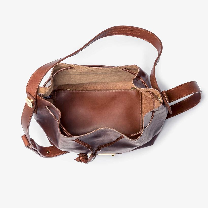 Bruine leren bucket bag