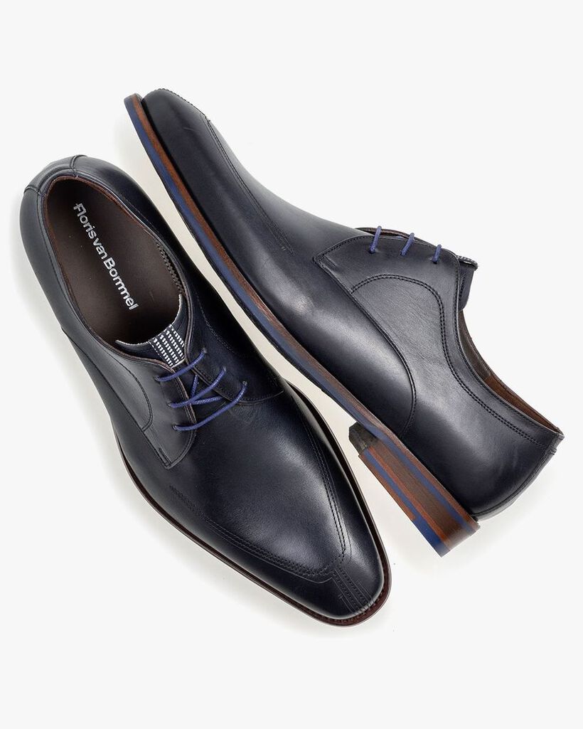 Veterschoen donkerblauw kalfsleer