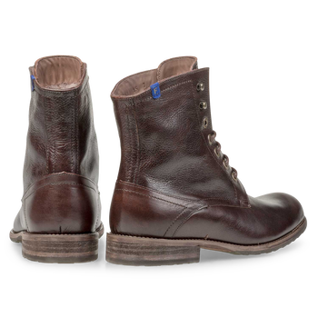 Brown lambskin lined calf leather lace boot