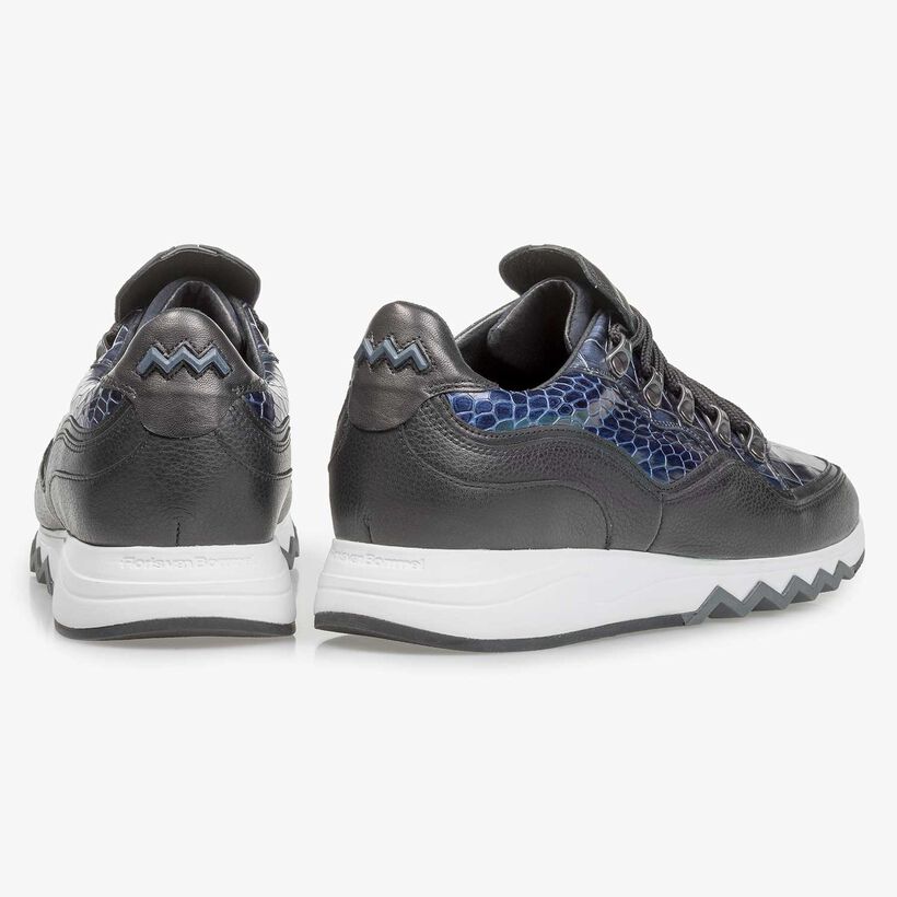 Premium blue printed metallic leather sneaker
