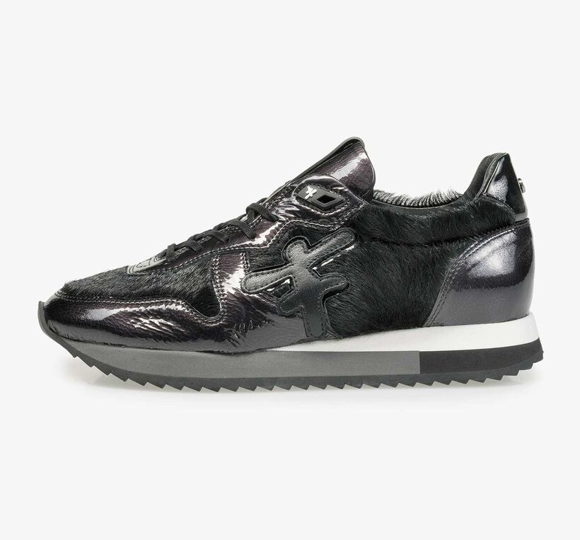 Zwarte lakleren sneaker met F logo