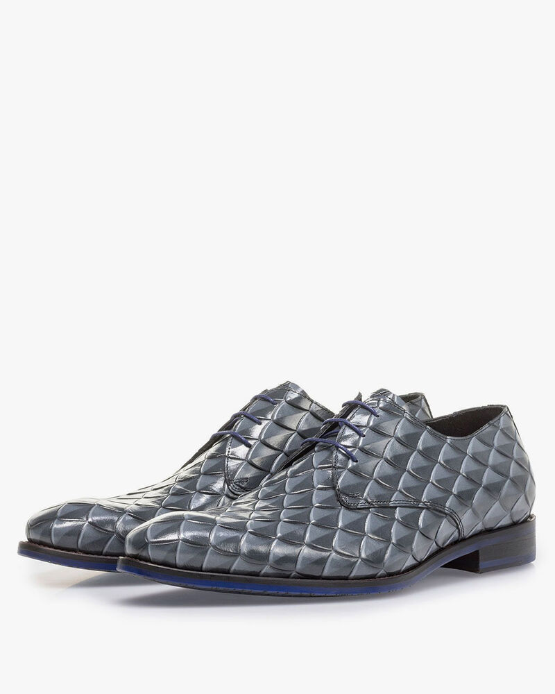 Premium grijze veterschoen met print