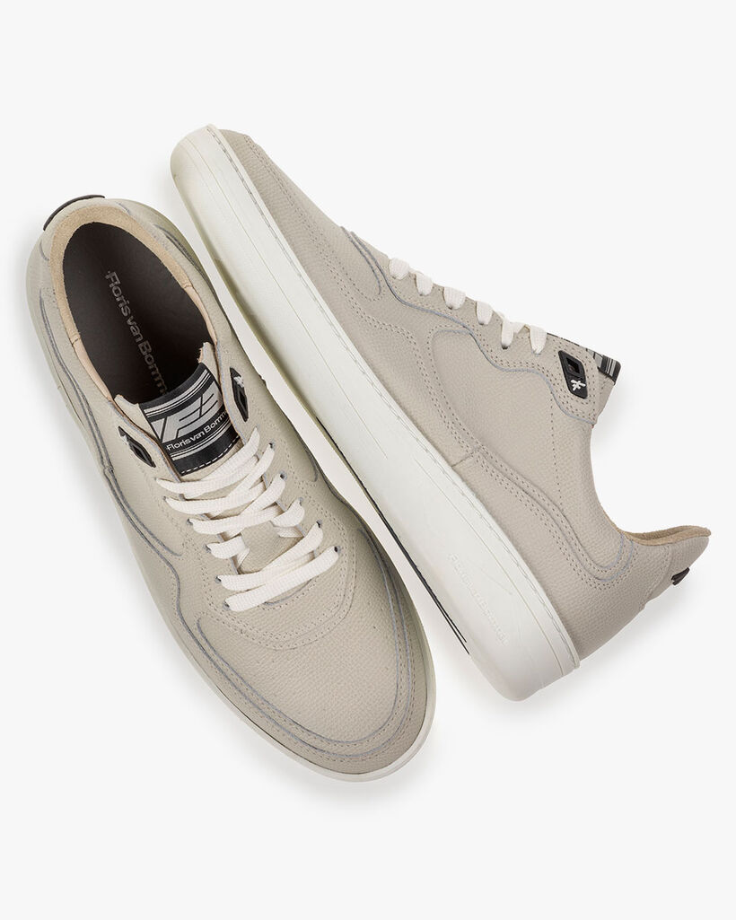 Sneaker geprint leer naturel