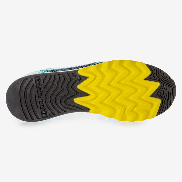 Sneaker with light blue metallic print
